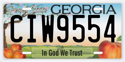 GA license plate CIW9554