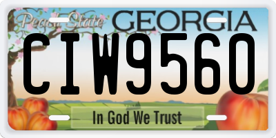 GA license plate CIW9560