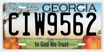 GA license plate CIW9562
