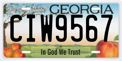 GA license plate CIW9567
