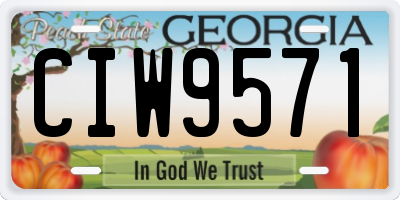 GA license plate CIW9571