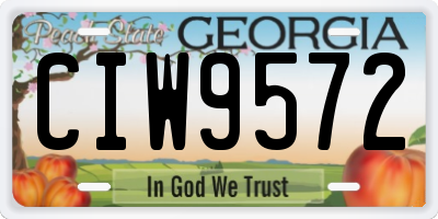 GA license plate CIW9572