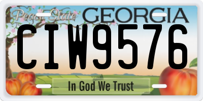 GA license plate CIW9576