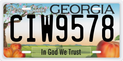 GA license plate CIW9578