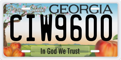 GA license plate CIW9600