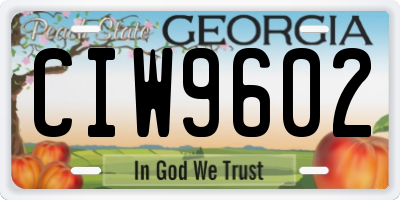 GA license plate CIW9602