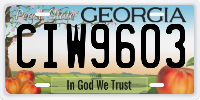GA license plate CIW9603