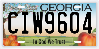 GA license plate CIW9604