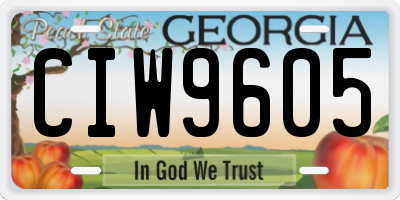 GA license plate CIW9605