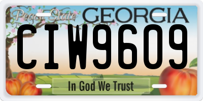GA license plate CIW9609