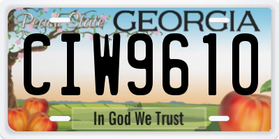 GA license plate CIW9610