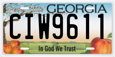 GA license plate CIW9611