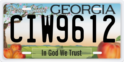 GA license plate CIW9612