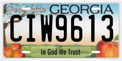 GA license plate CIW9613