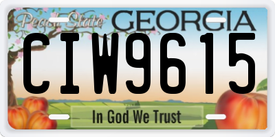 GA license plate CIW9615