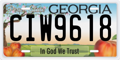 GA license plate CIW9618