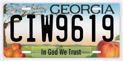 GA license plate CIW9619