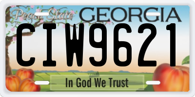 GA license plate CIW9621