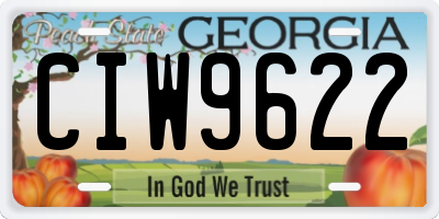 GA license plate CIW9622