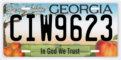 GA license plate CIW9623