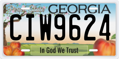 GA license plate CIW9624