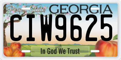 GA license plate CIW9625