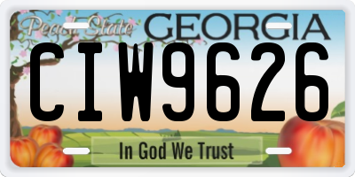 GA license plate CIW9626