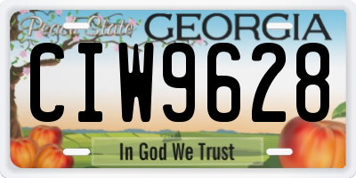 GA license plate CIW9628