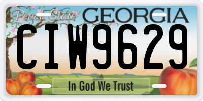 GA license plate CIW9629