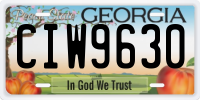 GA license plate CIW9630