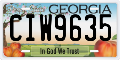 GA license plate CIW9635