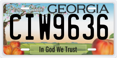 GA license plate CIW9636