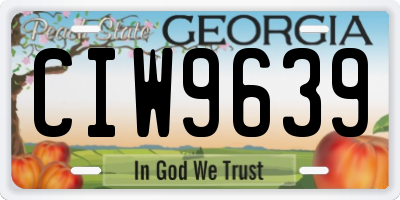 GA license plate CIW9639