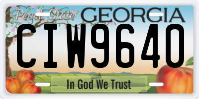 GA license plate CIW9640
