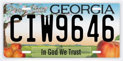 GA license plate CIW9646