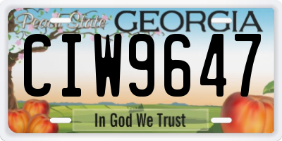GA license plate CIW9647