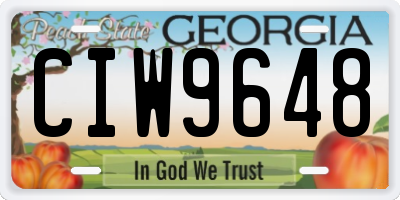 GA license plate CIW9648