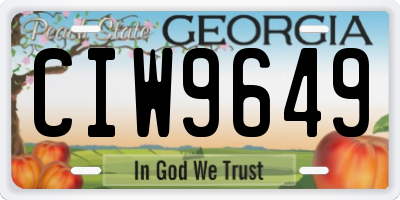 GA license plate CIW9649