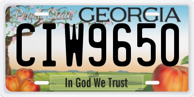 GA license plate CIW9650