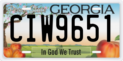 GA license plate CIW9651