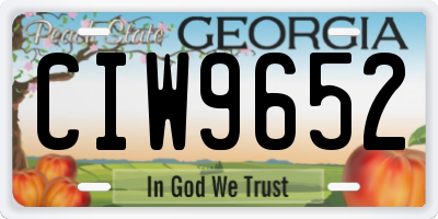 GA license plate CIW9652
