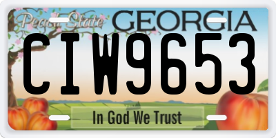 GA license plate CIW9653