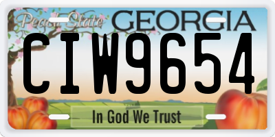 GA license plate CIW9654