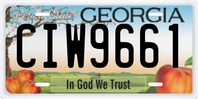 GA license plate CIW9661