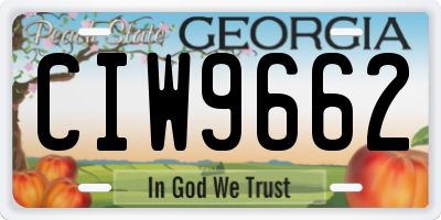 GA license plate CIW9662