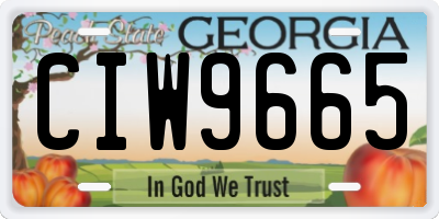 GA license plate CIW9665