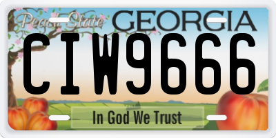 GA license plate CIW9666