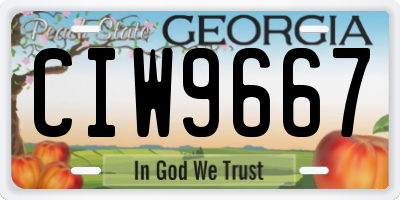 GA license plate CIW9667