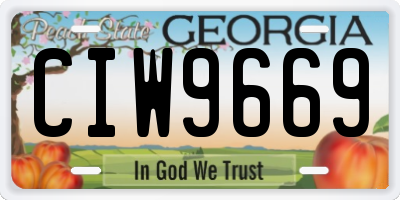 GA license plate CIW9669