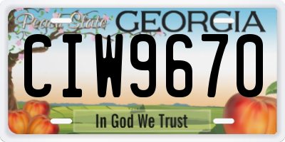 GA license plate CIW9670
